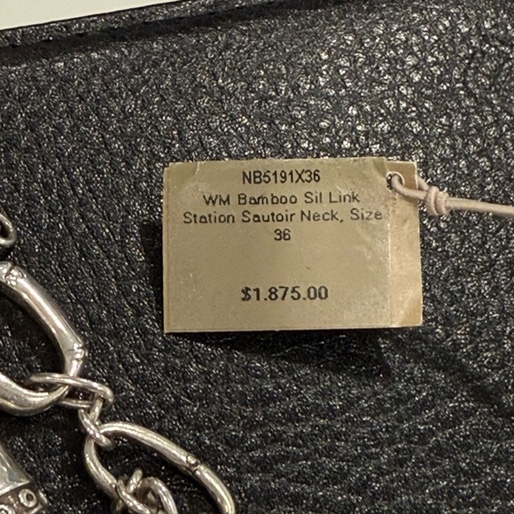 John Hardy 36" Sterling Silver Bamboo Shaped Station Chain Link Necklace - Picture 6 of 9